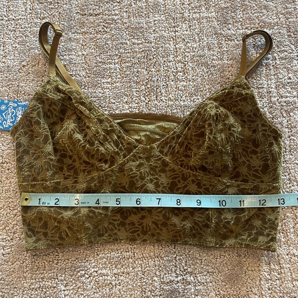 NWT Intimately Free People Carrie Flocked Floral Velvet Bralette, Olive Green, L - Picture 11 of 15